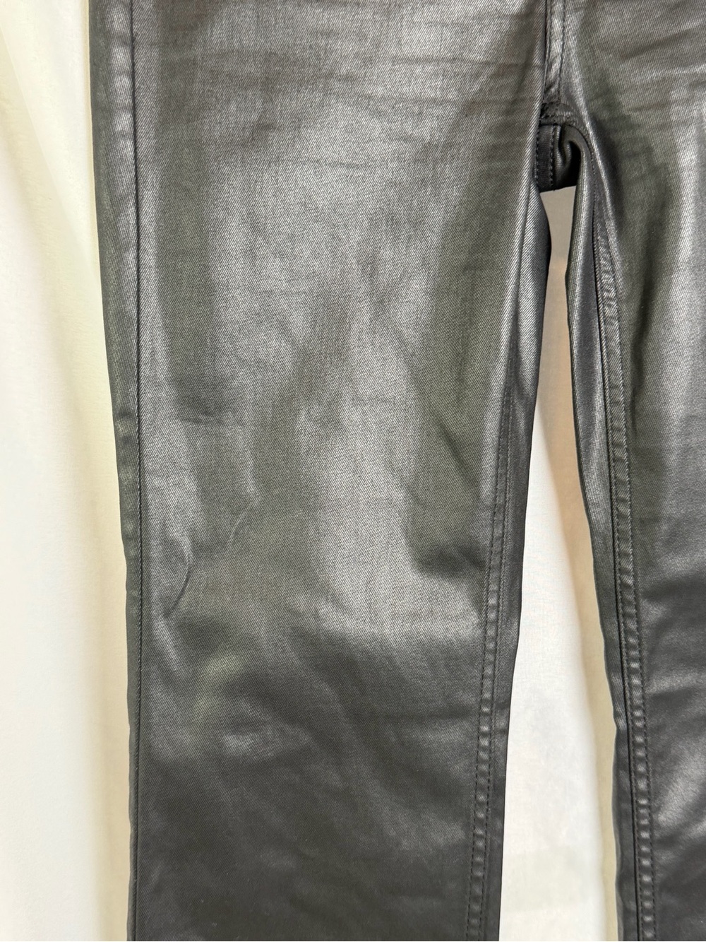 WHBM Black High Rise Bootcut Jeans Pants Size 2 Faux Leather Look - Picture 7 of 11